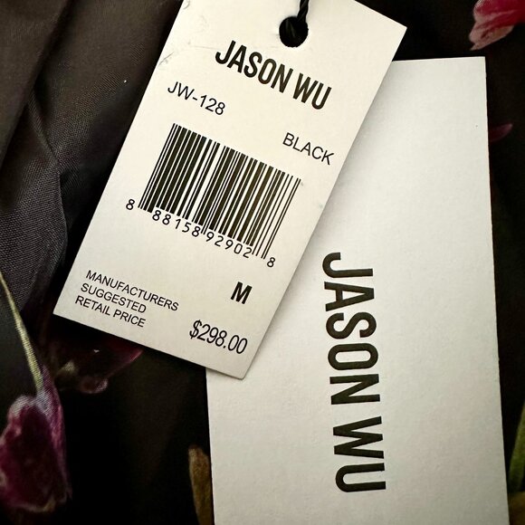 Jason Wu Women's Faux Leather Long Jacket Size M Black Button Closure Belted NEW - Picture 3 of 16